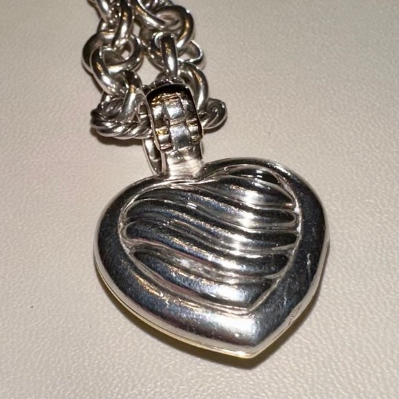 David Yurman 18K & Sterling Silver Heart Locket Enhancer Pendant - Picture 4 of 6
